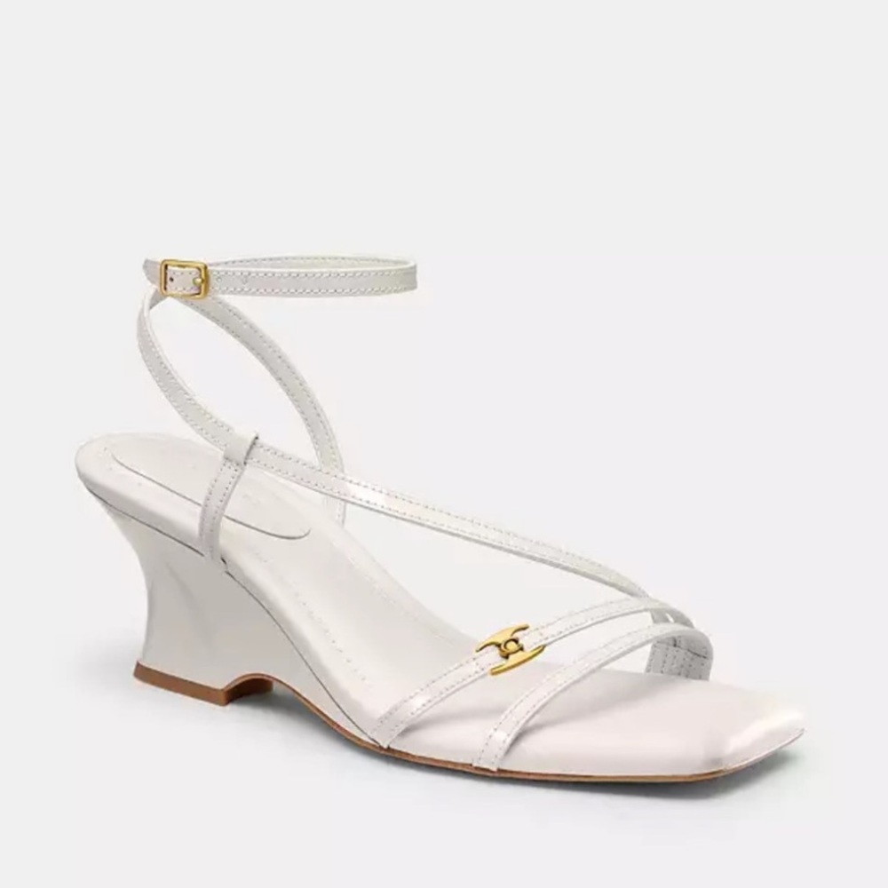 Coach Cait Leather Sandal Chalk size 8 NWT